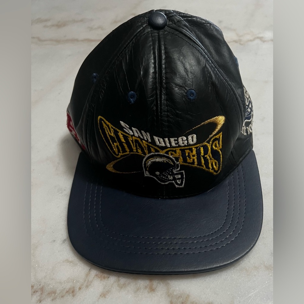 Vintage San Diego Chargers Genuine Leather Hat Snapback Team NFL Made in the USA